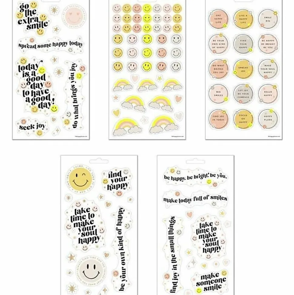 Happy Planner Smiley Face Stickers, 9-1/8" x 4-3/4", Assorted Colors, Pack Of 106 Stickers