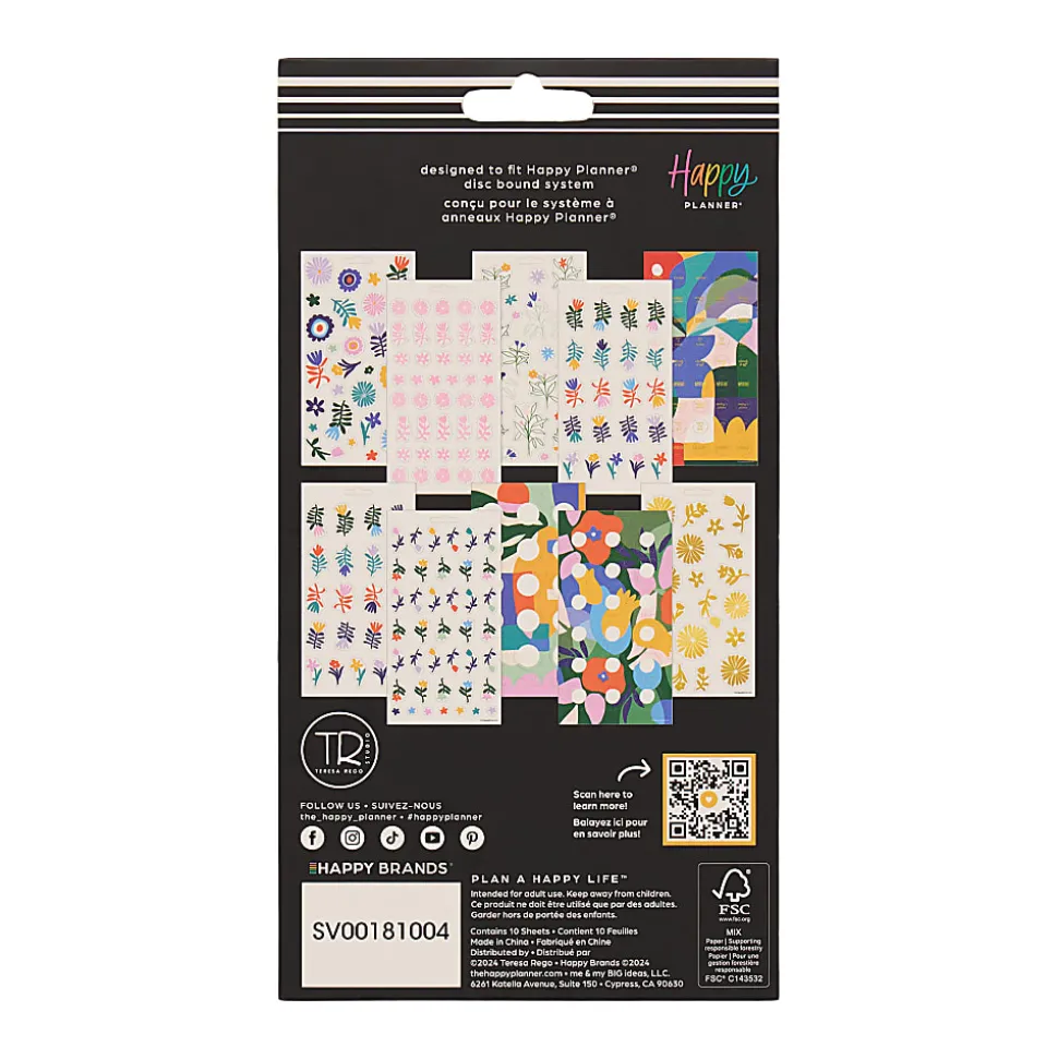 Happy Planner Sticker Sheets, Mod Mosaics, Pack Of 10 Sheets, 277 Total Stickers