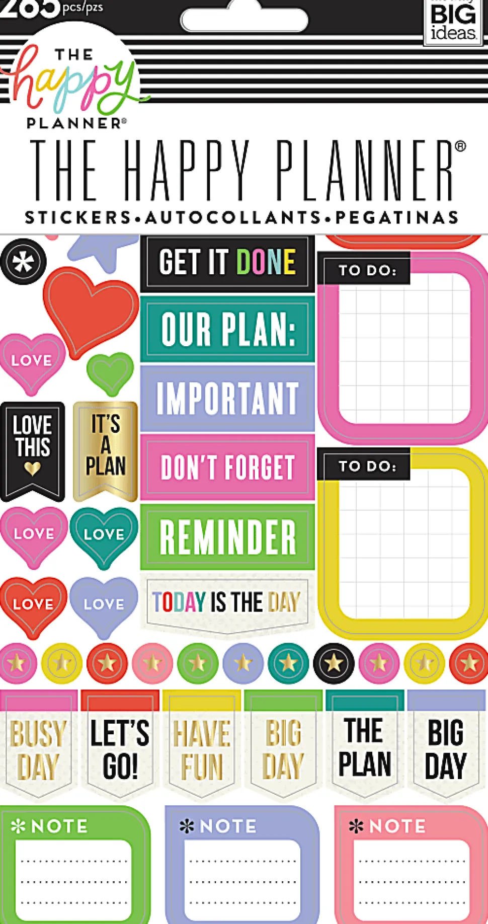 Happy Planner Stickers, 9-1/8" x 4-13/16", Everyday Reminders, Pack Of 5 Sticker Sheets