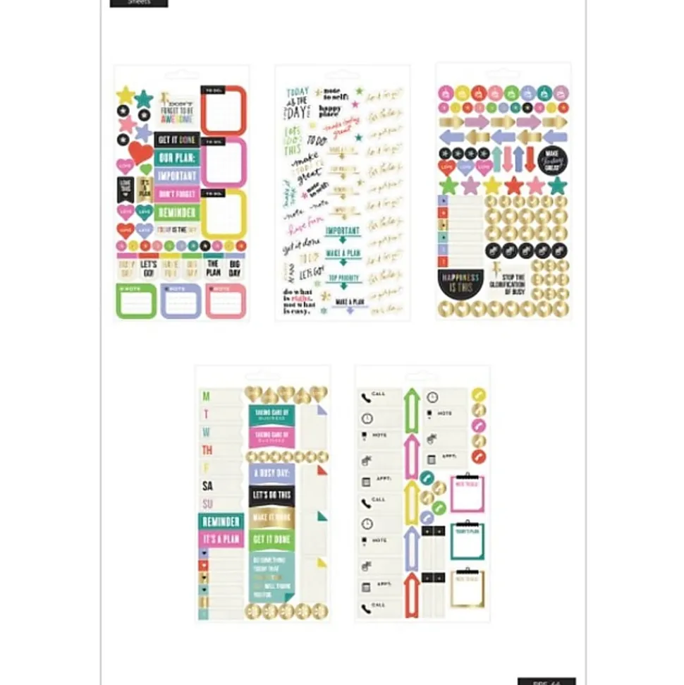 Happy Planner Stickers, 9-1/8" x 4-13/16", Everyday Reminders, Pack Of 5 Sticker Sheets