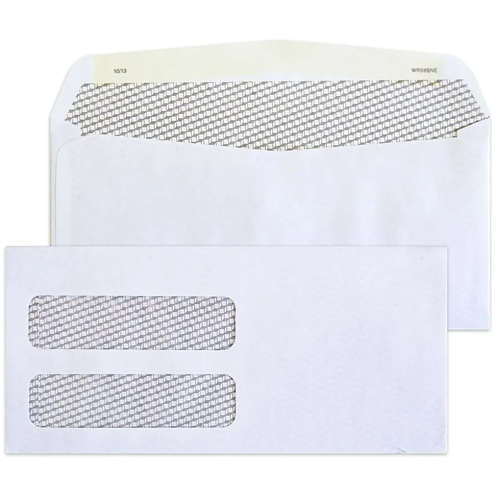 Healthcare 4-1/8" X 8-7/8" Medical Billing Statement Envelopes, Left Side Double-Window, Gum Seal, White, Pack of 1000