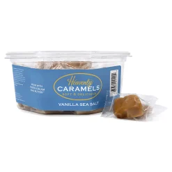 Heavenly Caramels Soft And Delicious Vanilla Sea Salt Caramels, 0.4 Oz, Tub Of 45 Pieces