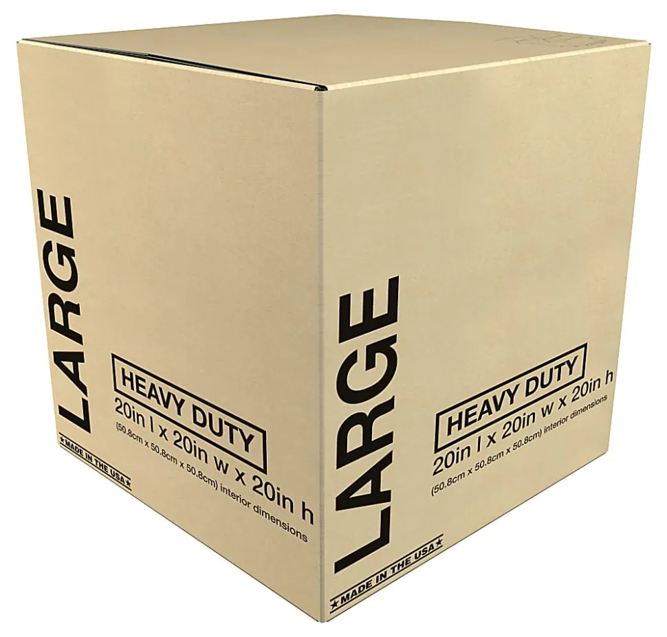 Heavy-Duty Corrugated Moving Box, 20"H x 20"W x 20"D, Kraft
