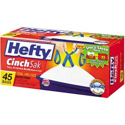 Hefty® Cinch Sak® Tall Kitchen Bags, White, 0.9 mil, 13 Gallons, Box Of 45