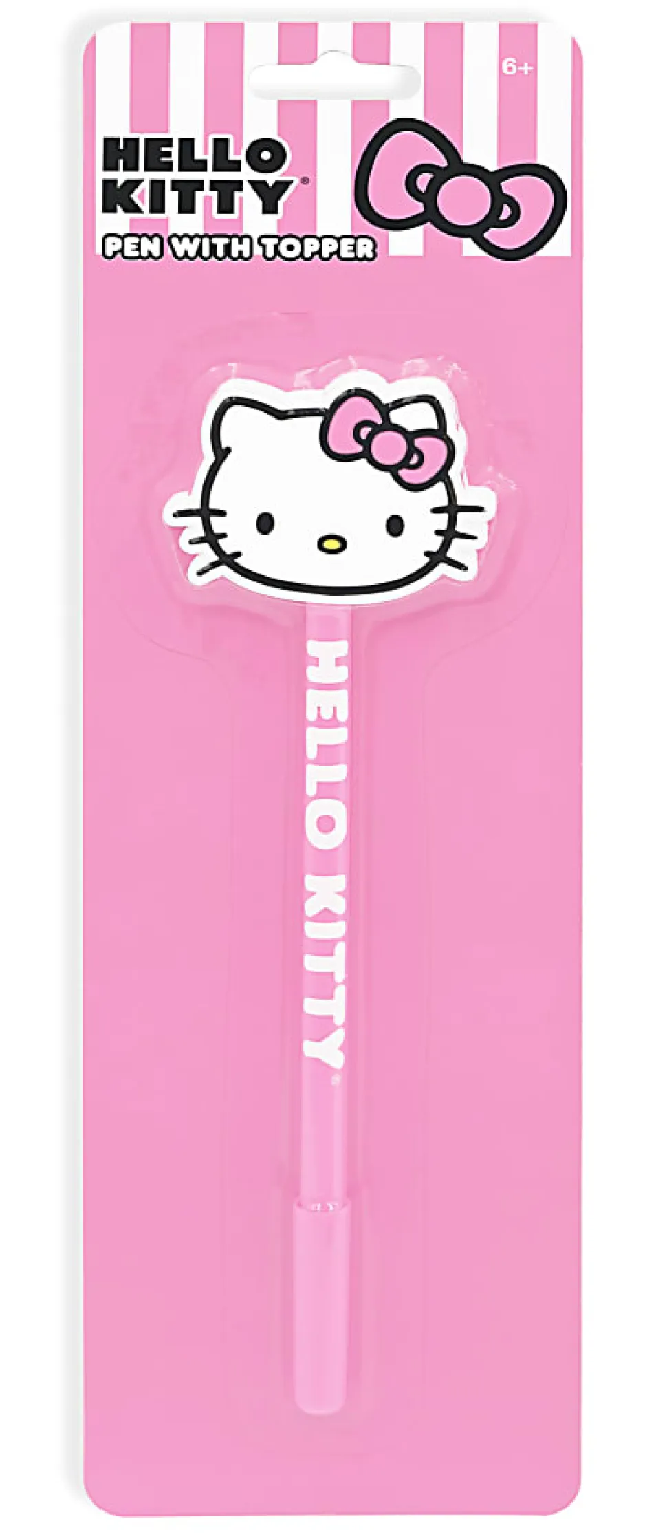 Hello Kitty 2D Topper Pen, Ballpoint, 0.7mm Point Size, Pink Barrel, Blue Ink