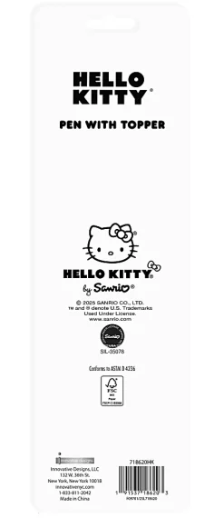 Hello Kitty 2D Topper Pen, Ballpoint, 0.7mm Point Size, Pink Barrel, Blue Ink
