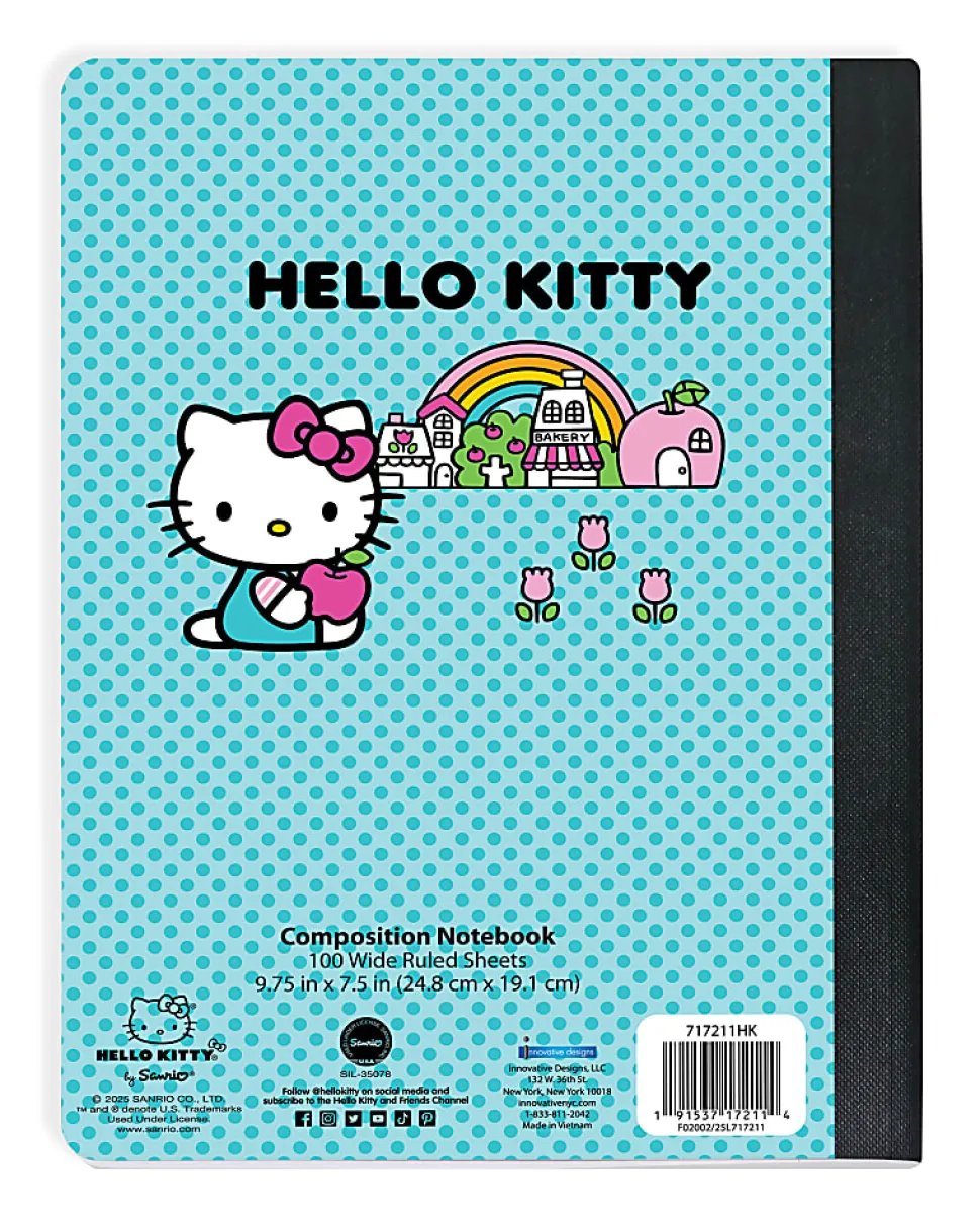 Hello Kitty Wide Ruled Composition Notebook, 9.5" x 7.25", 100 Sheets