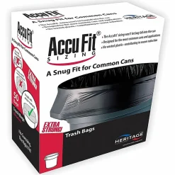 Heritage Accufit Can Liners, 55 Gallon, 0.9 Mil, Clear, Box Of 50