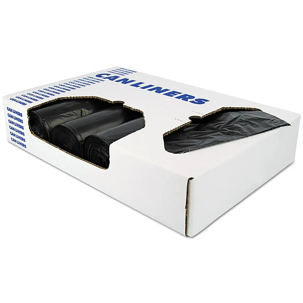 Heritage, Linear Low-Density Can Liners, 10 gal, 0.9 mil, 24" x 23", Black, 500/Carton