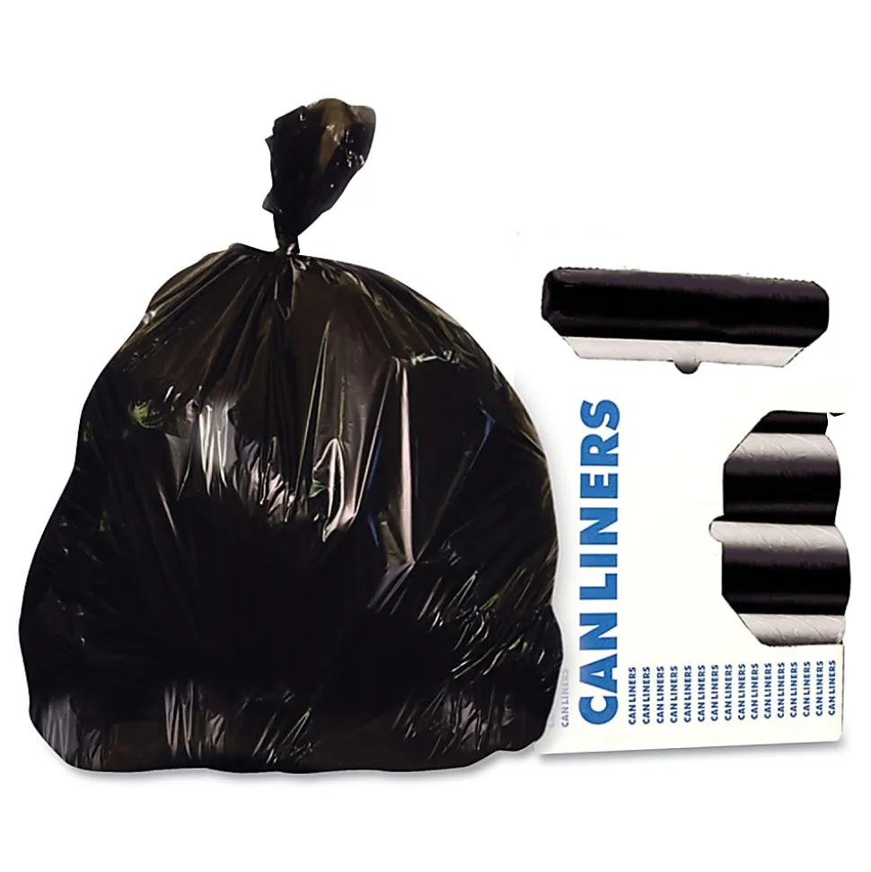Heritage, Linear Low-Density Can Liners, 10 gal, 0.9 mil, 24" x 23", Black, 500/Carton