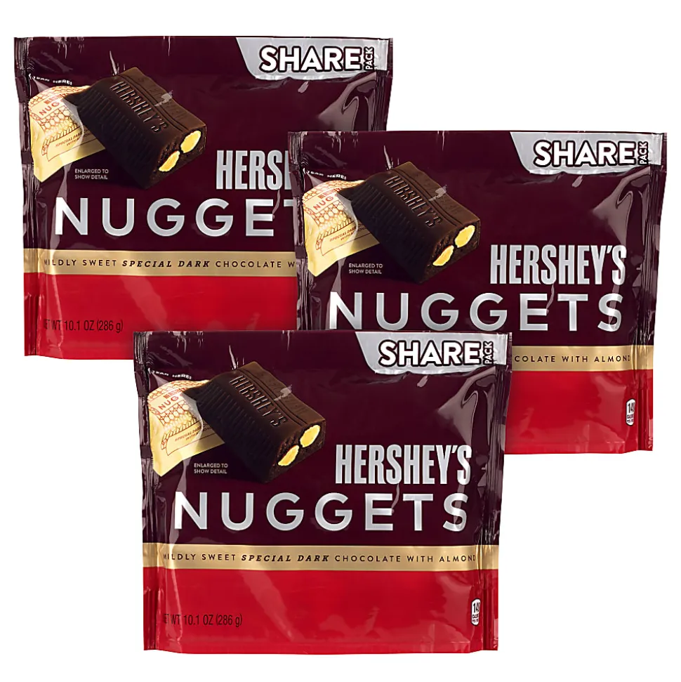 HERSHEY'S NUGGETS SPECIAL DARK Mildly Sweet Chocolate with Almonds Candy, 8.6 oz, 3 Pack