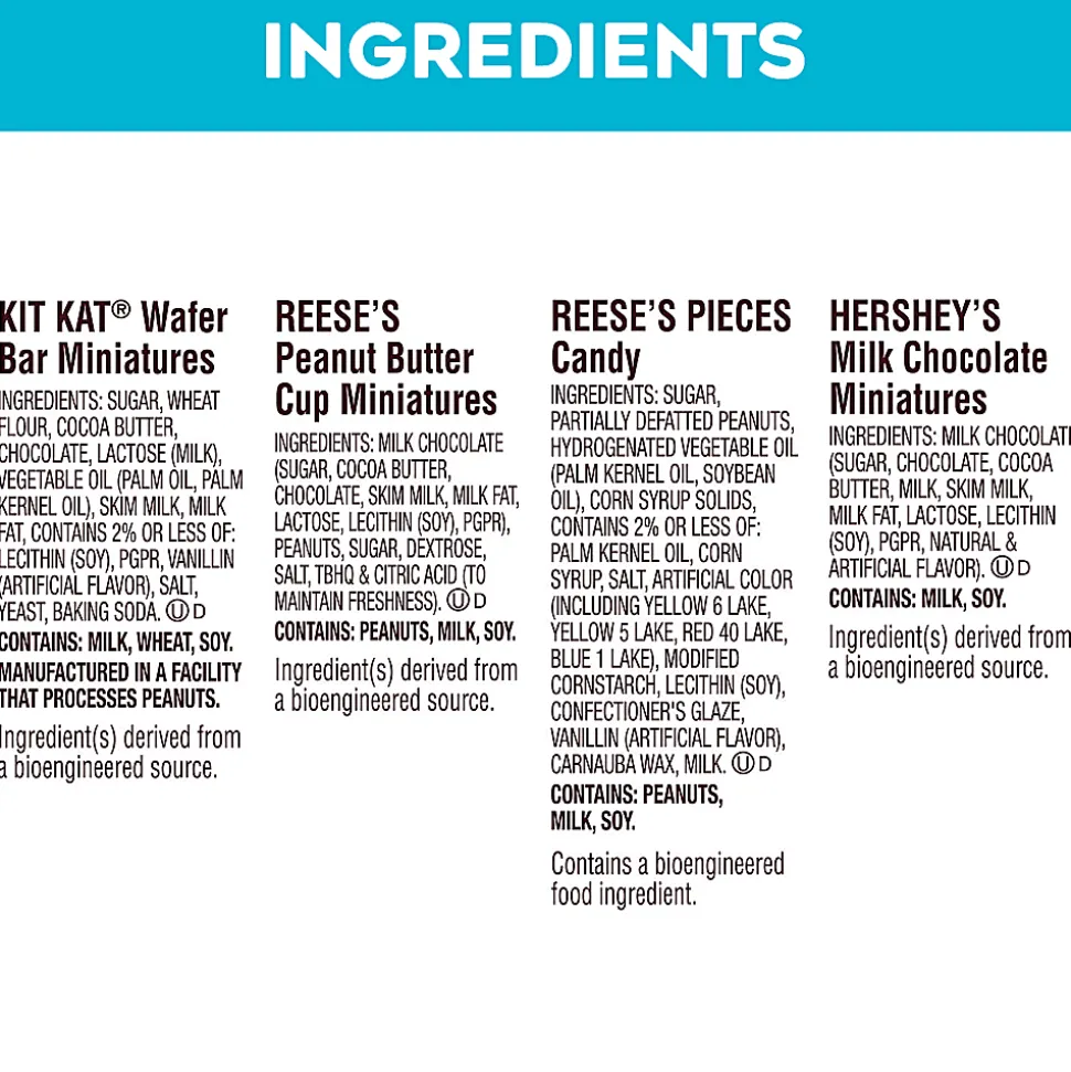 Hershey's, Reese's, Kit Kat Milk Chocolate Candy Mini Assortment, 30.05 Oz, Case Of 2 Packs