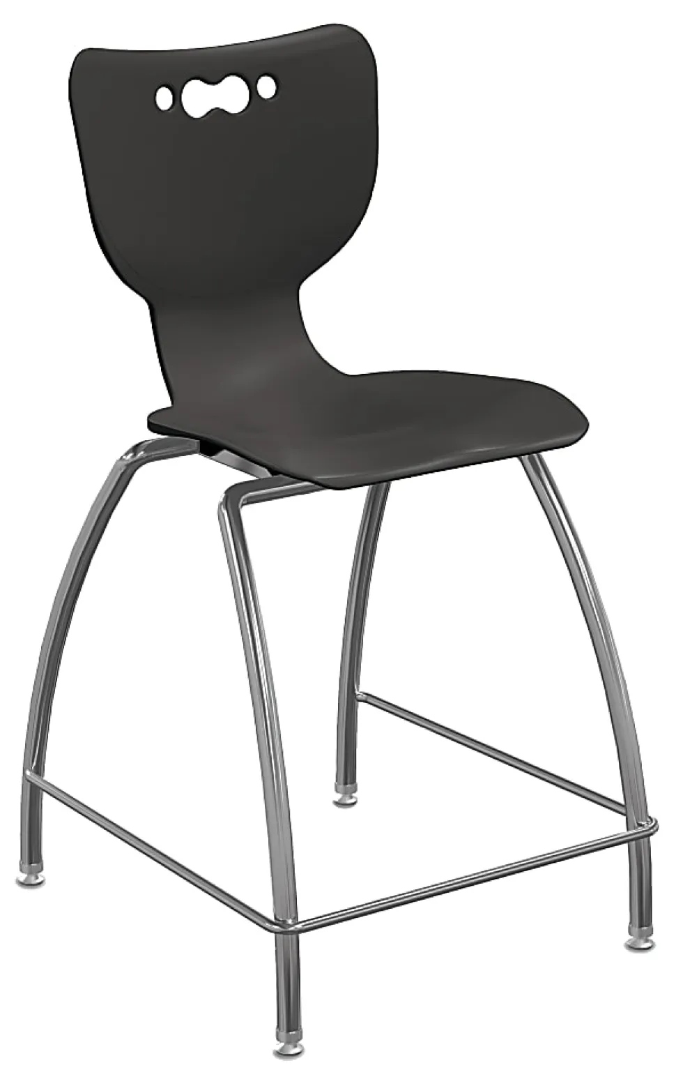 Hierarchy 4-Leg School Stool, 30", Black/Chrome