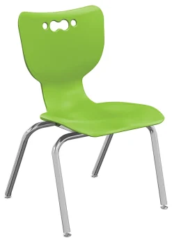 Hierarchy 4-Leg Stackable Student Chairs, 18", Lime/Chrome, Set Of 5 Chairs