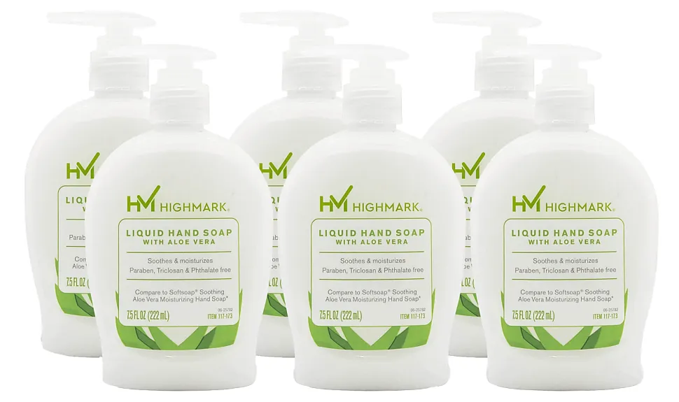 Highmark® Aloe Liquid Hand Soap, Floral Scent, 7.5 Oz, White, Case Of 6 Bottles