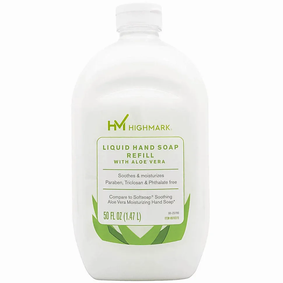 Highmark® Aloe Liquid Hand Soap, Floral Scent, 50 Oz Refill Bottle, White, Case Of 4 Bottles