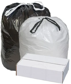 Highmark™ Draw And Tie Can Liners, 0.7 mil, 15 Gallons, 24" x 28", White, Box Of 300