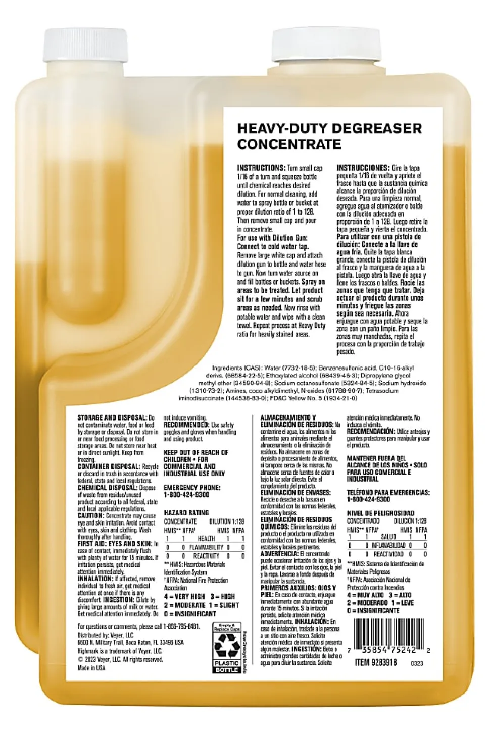 Highmark® ECO Heavy-Duty Degreaser Concentrate, 2 Liters, Case Of 4 Bottles