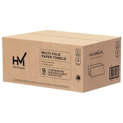 Highmark® ECO Multi-Fold 1-Ply Paper Towels, 100% Recycled, White, 250 Sheets Per Pack, Case Of 16 Packs