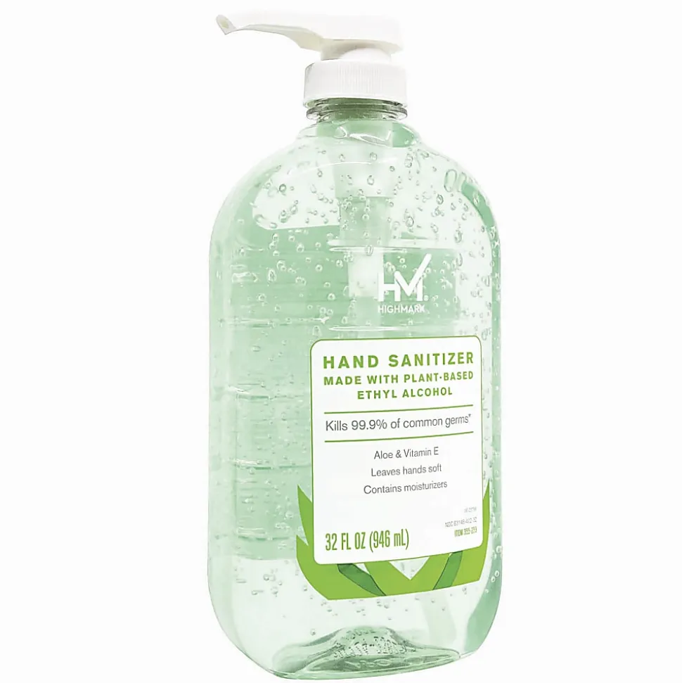 Highmark® Hand Sanitizer With Aloe, Floral Scent, 32 Oz, Green, Case Of 6 Bottles