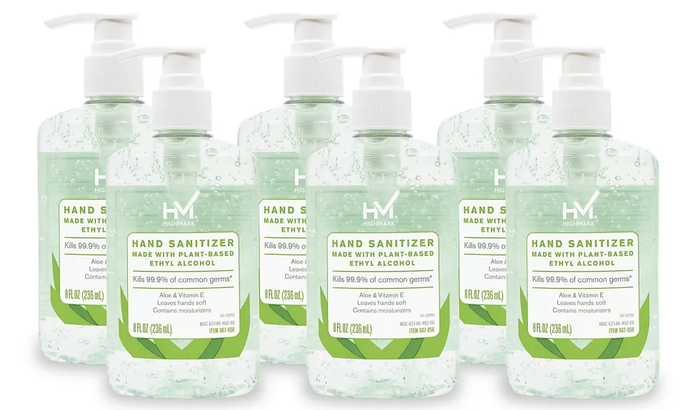 Highmark® Hand Sanitizer With Aloe, Floral Scent, 8 Oz, Green, Case Of 6 Bottles