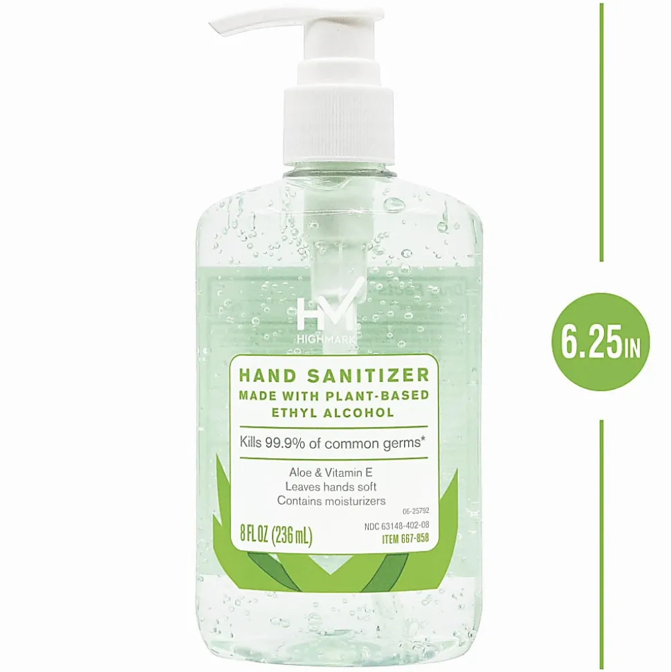 Highmark® Hand Sanitizer With Aloe, Floral Scent, 8 Oz, Green, Case Of 6 Bottles