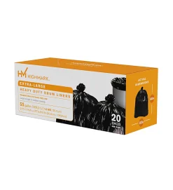 Highmark⢠Heavy Duty Extra-Large Drum Liners, 55 Gallon, Box Of 20 Bags