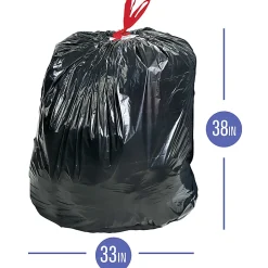 Highmark™ Large Drawstring Trash Bags, 0.7 mil, 33 Gallon, Black, Box Of 70 Bags