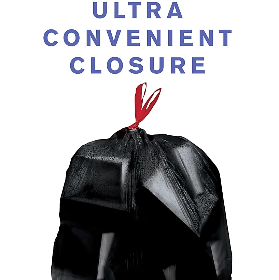 Highmark™ Large Drawstring Trash Bags, 1.05 mil, 30 Gallon, Black, Box Of 25