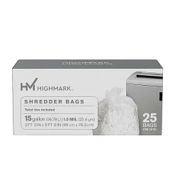 Highmarkâ„¢ Large Shredder Bags, 15 Gallon, Clear, Box Of 25 Bags