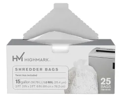 Highmark™ Large Shredder Bags, 15 Gallon, Clear, Box Of 25 Bags