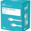 Highmark® Medium-Length Plastic Cutlery, Spoons, Pack Of 100 Spoons