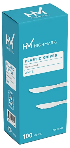 Highmark® Medium-Length Plastic Cutlery, Knives, Pack Of 100 Knives