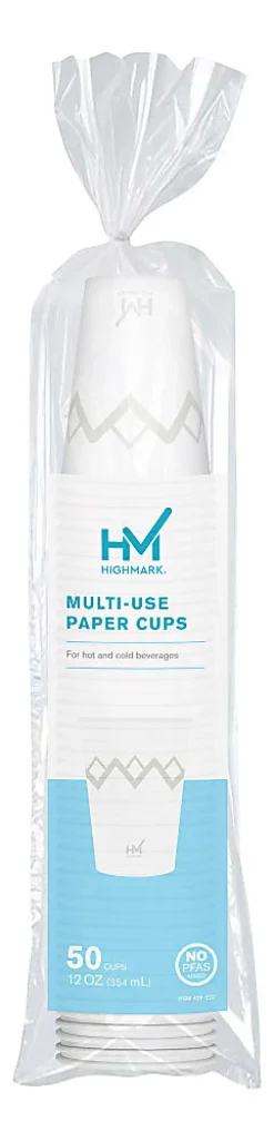 Highmark® Paper Hot Cups, 12 Oz, Printed White, Pack Of 50