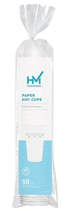 Highmark® Paper Hot Cups, 20 Oz, Printed White, Pack Of 50