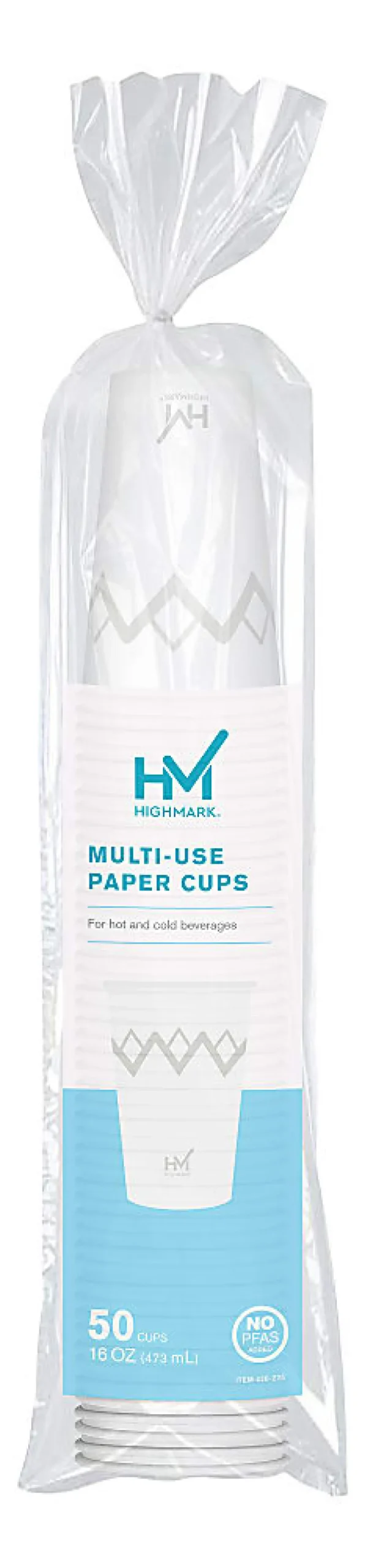 Highmark® Paper Hot Cups, 16 Oz, Printed White, Pack Of 50