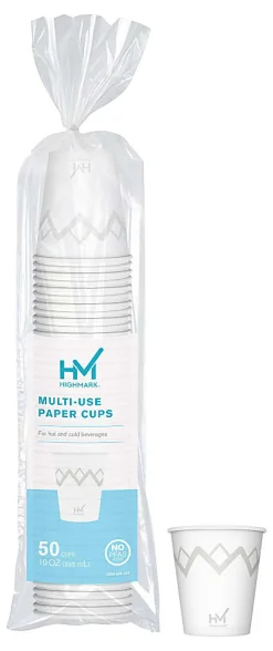 Highmark® Paper Hot Cups, 10 Oz, Printed White, Pack Of 50