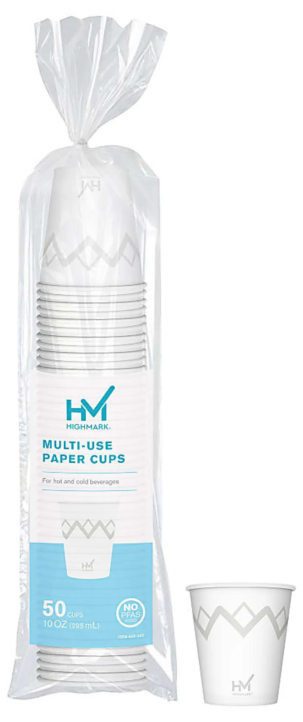 Highmark® Paper Hot Cups, 10 Oz, Printed White, Pack Of 50