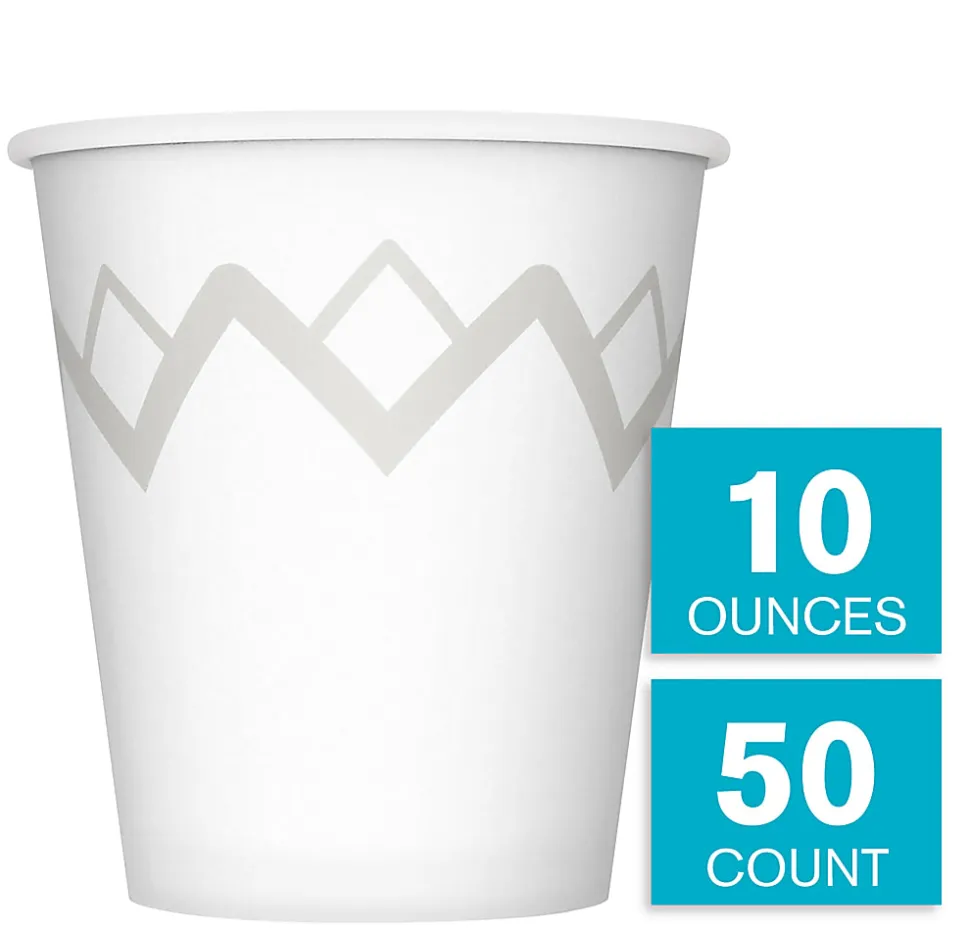 Highmark® Paper Hot Cups, 10 Oz, Printed White, Pack Of 50