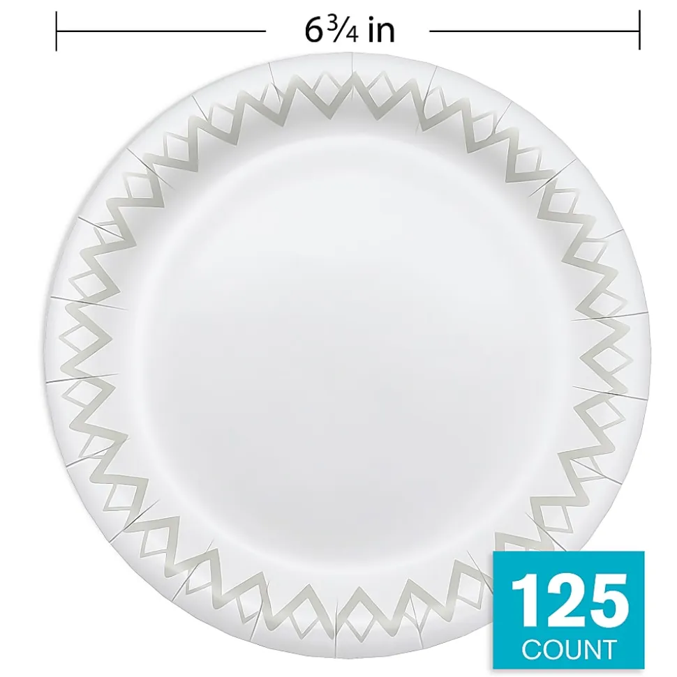 Highmark® Paper Plates, 6-3/4", Printed White, Pack Of 125