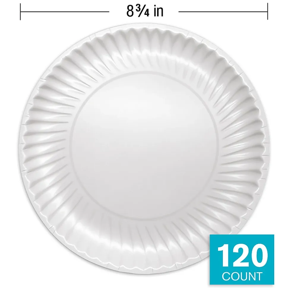 Highmark® Paper Plates, 8-3/4", White, Pack Of 120