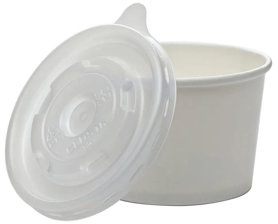 Highmark® Paper Soup Containers with Lids, Disposable Paper Food Cups, Ice Cream Cups Food Storage with Lids, 8 oz, White, Case Of 250