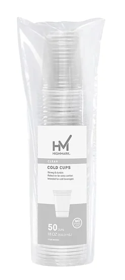 Highmark® Plastic Cups, 18 oz, Clear, Pack Of 50