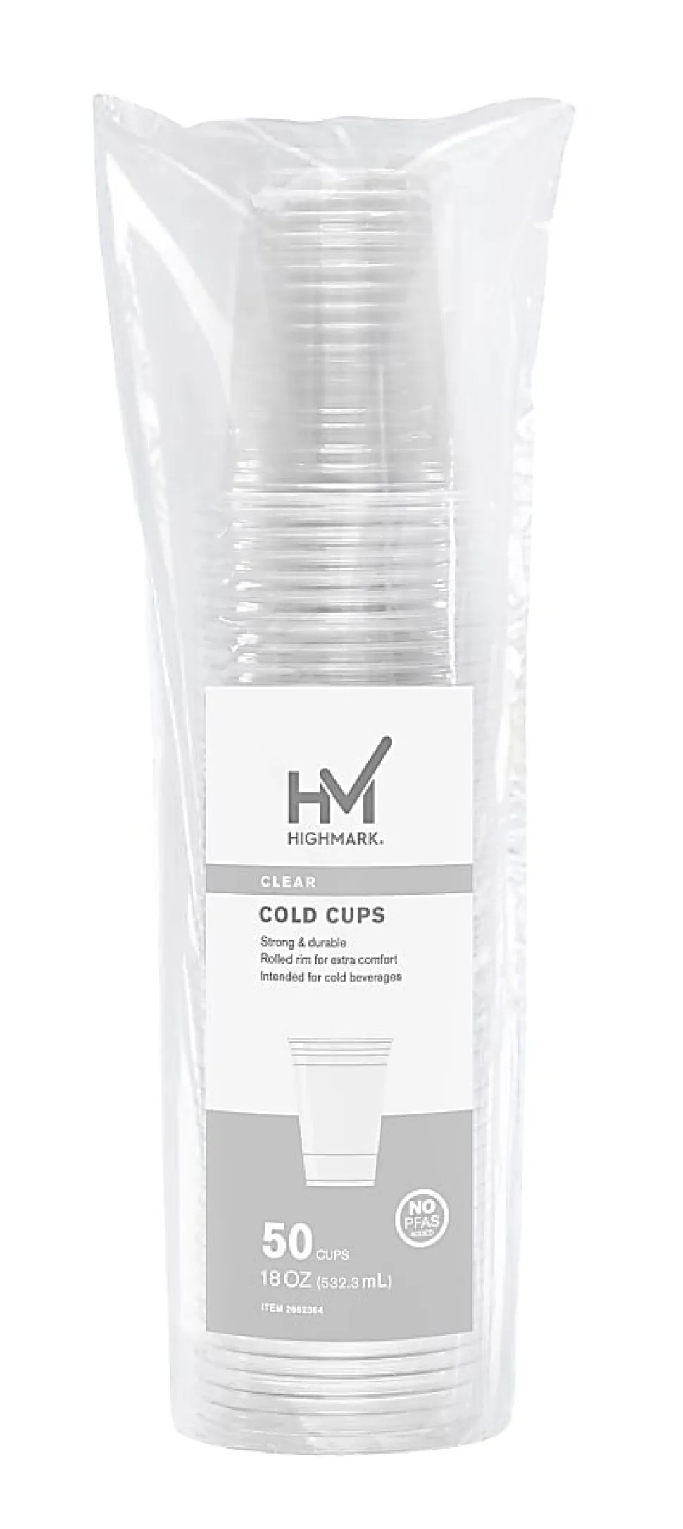 Highmark® Plastic Cups, 18 oz, Clear, Pack Of 50