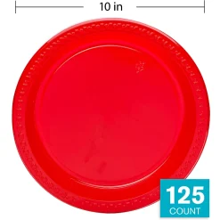 Highmark® Plastic Plates, 10", Red, Pack Of 125
