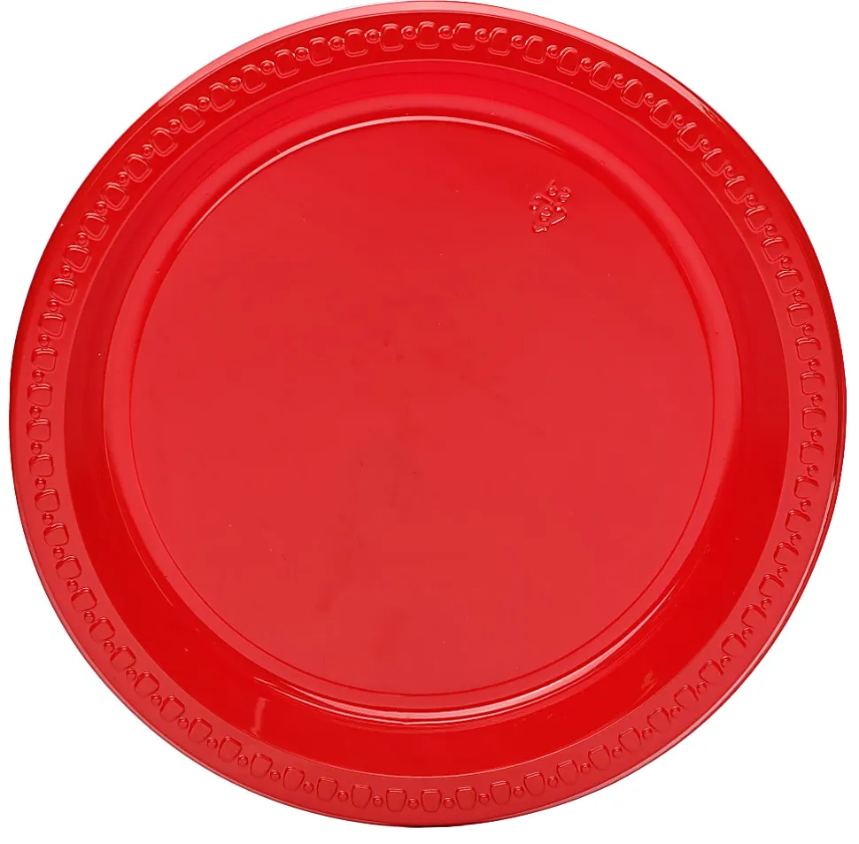 Highmark® Plastic Plates, 10", Red, Pack Of 125