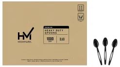 Highmark® Plastic Utensils, Full-Size Spoons, Black, Box Of 1,000 Spoons