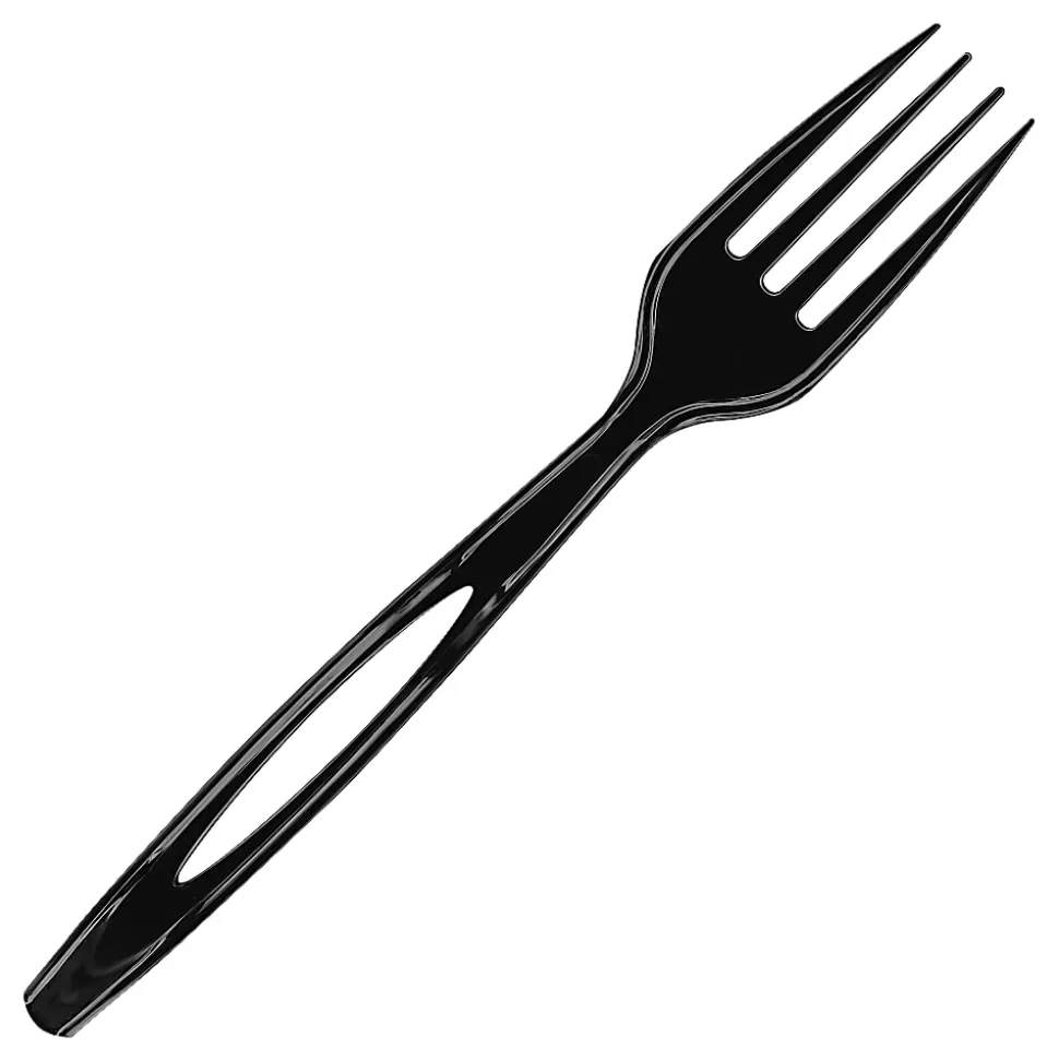 Highmark® Plastic Utensils, Full-Size Forks, Black, Box Of 1,000 Forks