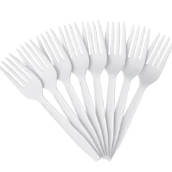 Highmark® Plastic Utensils, Medium-Size Forks, White, Box Of 1,000 Forks