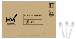 Highmark® Plastic Utensils, Medium-Size Spoons, White, Box Of 1,000 Spoons